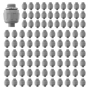 VEVOR 1/2 inch Liquid Tight Connector,  100 Packs, Non-Metallic Electrical Conduit Fitting, Flame-Retardant PA6 Nylon Flexible Conduit Connector, for Home Kitchen Bathroom Tube Tool Supplies, Gray