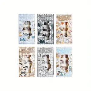 6 types of kitten conjecture landscaping tape cute washi tape DIY sticker notebook tape