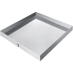 fathersdaygift VEVOR 27x 25x 2.5 Inch Washing Machine Pan 304 Stainless Steel Washing Machine Drain Pan 18 GA Thickness Heavy Duty Compact Washer Drip Tray with Drain Hole Hose Adapter