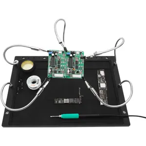 Helping Hands Soldering Station with Soldering Mat, 15.7 x 11.2 Inch Larger Base, 5 Arms Helping Hands Tool for Repair, Soldering, Jewelry, Crafts, PCB, DIY