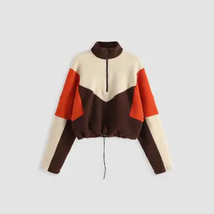 Cider [size 2-26] Fleece Patchy Stand Collar Drawstring Sweatshirt