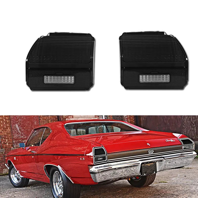 2pcs Pair Smoked Black Tail lamps Light Tailight Lamp Lenses For 1969 Chevy Chevelle Malibu,Replace OEM 5961109