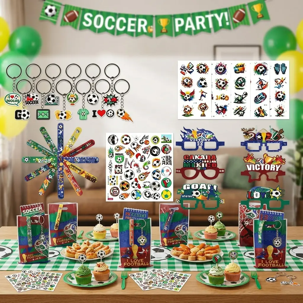 111 Pieces Soccer Party Supplies Set Bulk Sports Goodie Bag Fillers for Soccer Party Gifts Bags