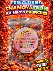 Chamoy and Tajin Fruity crunches- Freeze Dried Fruity crunches with delicious Chamoy and Tajin - Tangy and Sweet Flavor Candy Snack