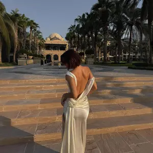 Spring Summer New High-Quality Satin Elegant Floral Dress with Slit Long Skirt