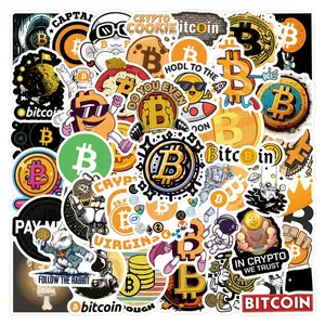 60 Classic Bitcoin Funny Cartoon Stickers, Waterproof Decals for Luggage, Water Bottle, Skateboard, Phone Case, Fun and Durable Design