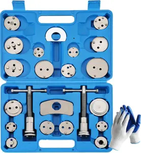 24PCS Disc Brake Caliper Tool Kit | Heavy Duty Disc Brake Piston Caliper Compressor Rewind Tool Set for Brake Pad Replacement Reset, Fits Most American European Japanese Autos (Blue)