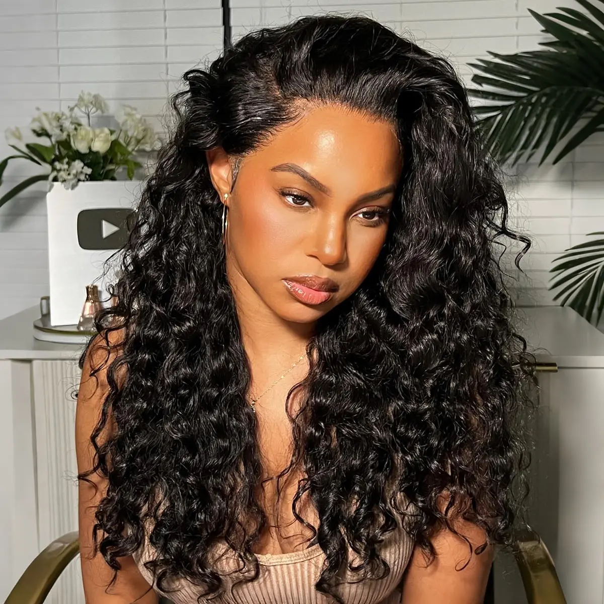 OQ HAIR Indian Curly Wear Go Glueless Wigs Human Hair Full 220% Density 13x6 Lace Frontal Glueless Wigs with Drawstring Pre Bleached