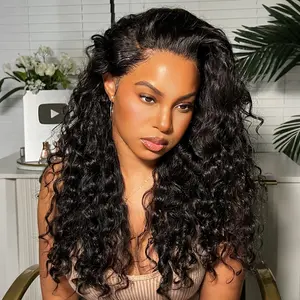 OQ HAIR Indian Curly Wear Go Glueless Wigs Human Hair Full 220% Density 13x6 Lace Frontal Glueless Wigs with Drawstring Pre Bleached