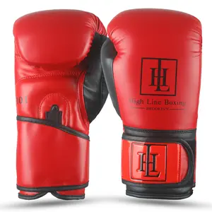 High Line Red Boxing Gloves for Men and Women| Premium Punching Gloves/Boxing Training Gloves Made with Faux Leather| Free Wrist Wraps and Bag Included (10 oz, 12 oz, 14 oz & 16 oz)