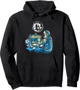 Bitcoins Gold For Bitcoiner Crypto Miner AStronaut Pullover Hoodie 1