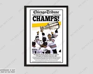 2010 Chicago Blackhawks Stanley Cup Victory | Jonathan Toews Celebration Unframed Newspaper Front Page Print