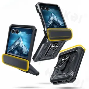WWH Case For Samsung Galaxy Z Flip 7 5G Z Flip 6 Military Grade Shockproof Heavy Duty Protective Armor Magnetic Kickstand Ring Cover