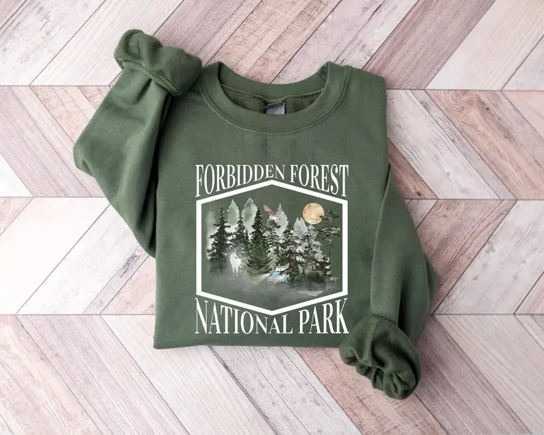 Forbidden Forest National Park Sweatshirt & T-Shirt, Forbidden Forest Sweatshirt, Wizarding World Inspired Sweatshirt, Bookish Fan Gift, Hiking Nature Graphic Sweatshirt