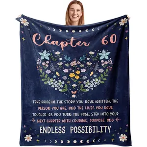 Julazy 60th Birthday Gifts for Women, Gift for 60 Year Old Woman, Happy 60th Birthday Decorations Blanket 50"X60", 1966 Preset for Women, Best Gifts for Her Turning 60