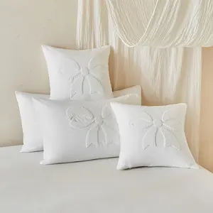 Towel  Embroidery pillowcases set of 2 counts, with bow pattern, simple and elegant, soft and comfortable. Each size includes two pillowcases. Available in two colors: white and khaki. There are 6 sizes available. They are suitable for bedroom, guest room