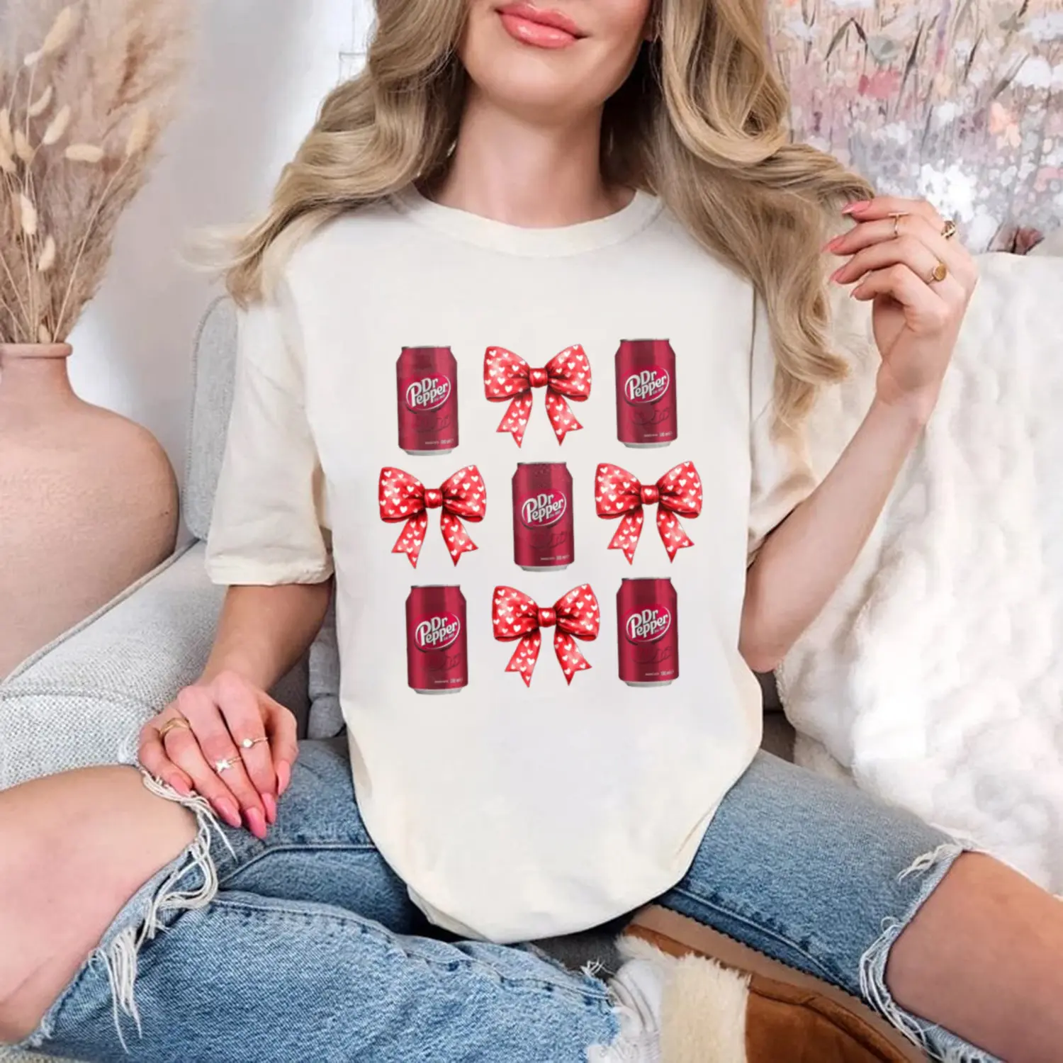 Dr Pepper Pink Bow Coquette T-Shirt – Round Neck Women Top for Women's Streetwear