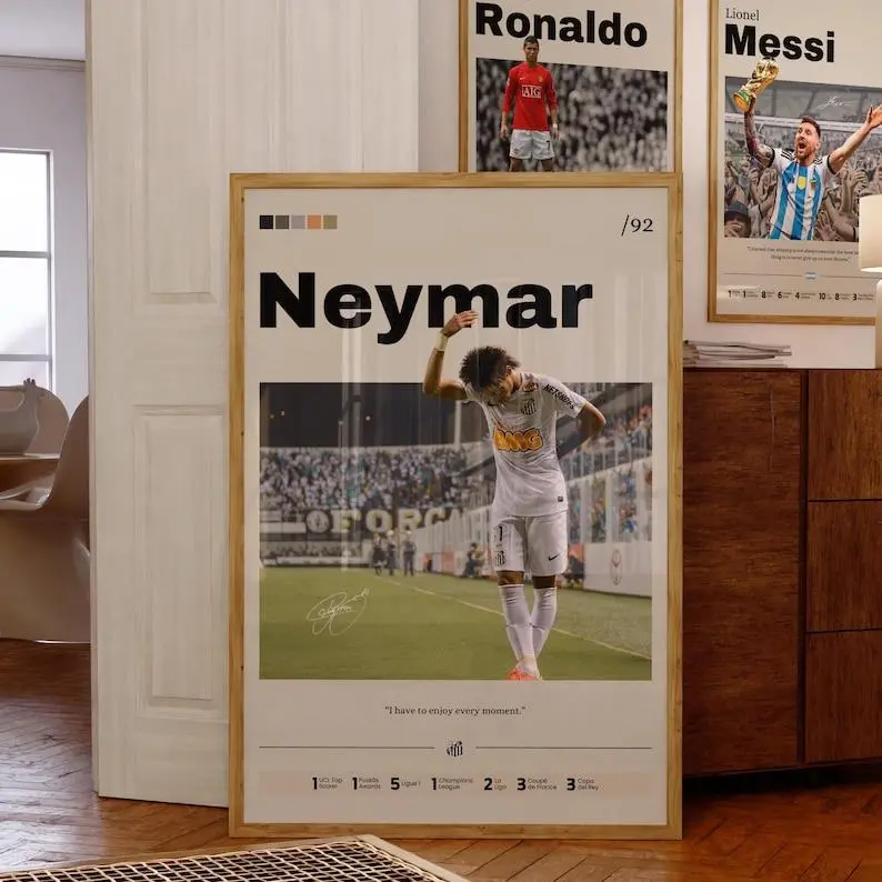 Soccer Player Career Stats Canvas Poster, Minimalist Football Star Wall Art, Sports Quote Print, Unframed Canvas Poster
