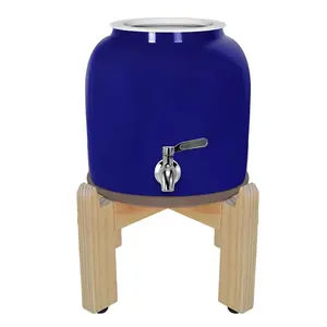 GEO Porcelain Ceramic Crock Water Dispenser w/ Stand – Blue
