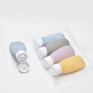 4 pcs Leak-Proof Squeeze Bottles for Travel Toiletries - Refillable Cosmetic Containers for Shampoo, Conditioner, Lotion, and Body Wash