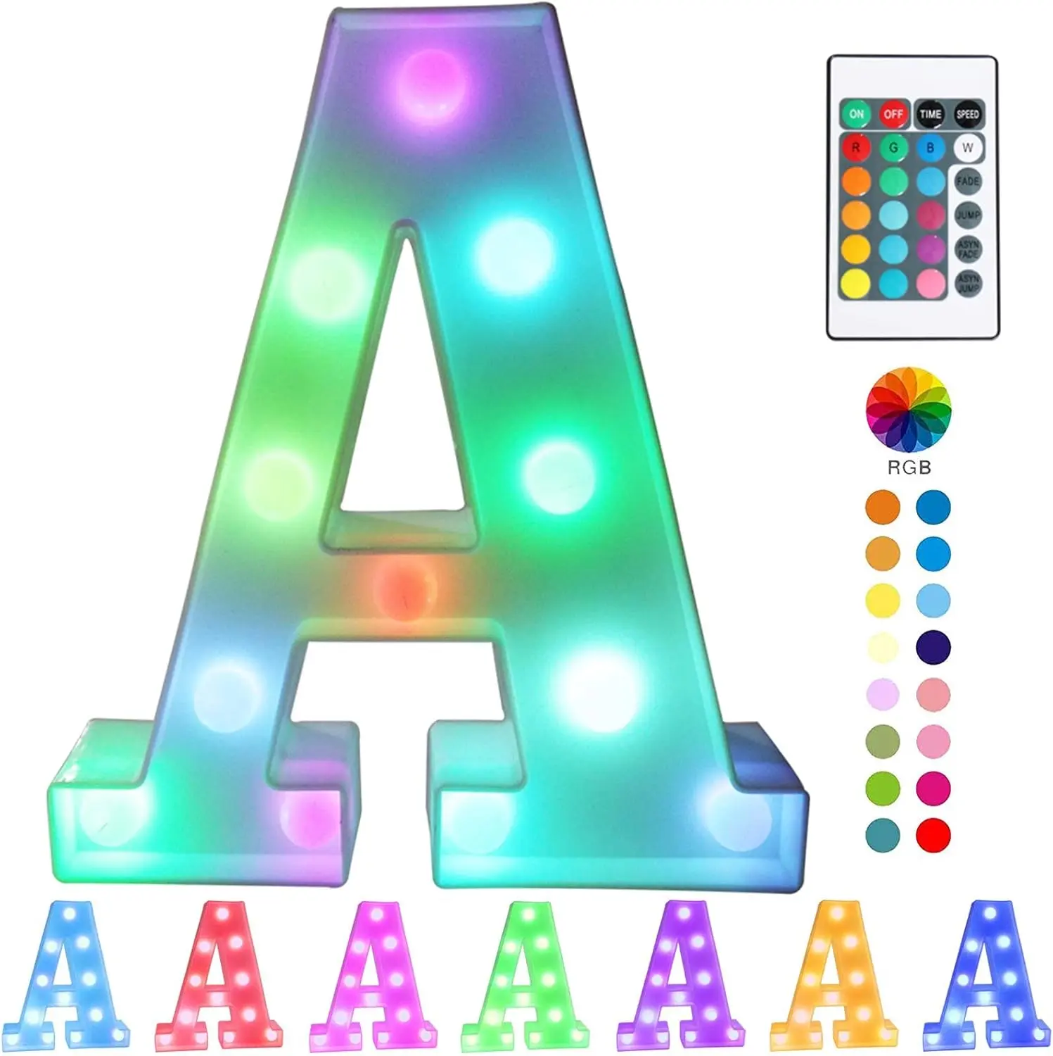 RGB Maximalist Modern Illuminated Letter-Shaped Novelty LED Marquee Light (Letter A) with Remote, Colorful Light-Up Sign for Home, Party Decorations, Rgb Novelty Lighting, Maximalist Novelty Lighting