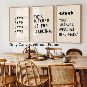 3Pcs/Set Optinal Frame Modern Minimalist Kitchen Canvas Posters, Aesthetic Room Decor, Waterproof Canvas Wall Art, Artwork Wall Painting For Gift, Quote Prints, Cooking-Themed Picture for Living Room, Dining Room, Home Decor