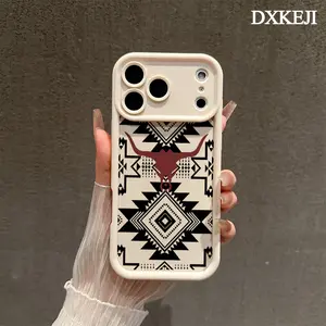 Aztec Cow Skull Design Phone Case, Soft Silicone, Fully Protected and Shockproof For iPhone 17 16 15 Pro Max 14 13 12 11 Plus Air Cover