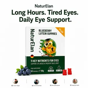 NaturElan - Gomitas de Arándano con Luteína | Vitaminas para los Ojos: Protección contra la Luz Azul y Apoyo Visual | Combate la Fatiga Ocular | Suministro para 45 Días para una Visión Saludable