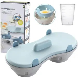 Microwavable Egg Poacher Egg Steamer with Measure Cup Dishwashable Poached Egg Maker Kitchen Gadget