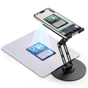 Carbon Steel Foldable Phone Stand for Trading Card Scanning, Non-Slip Scanning Mat Included, Rapid Card Scanner Holder for Valuation and Appraisal