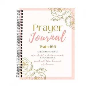 Prayer Journal with Bible Study and Gratitude Tracker, Gratitude Journals, Spiral-Bound Daily Planner for Spiritual Growth, Psalm 46:5 Scripture Theme, Rose Design, Affirmation and Reflection Pages, Spiritual Growth Notebook