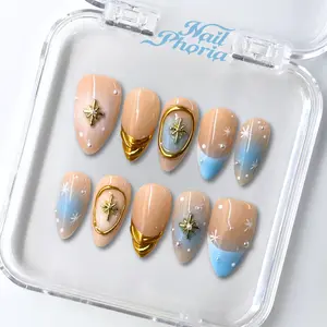 NailPhoria CELESTIAL SPARKLE - Handmade Press-On Nails | Reusable, Salon-Quality, Long-Lasting, Glossy Design