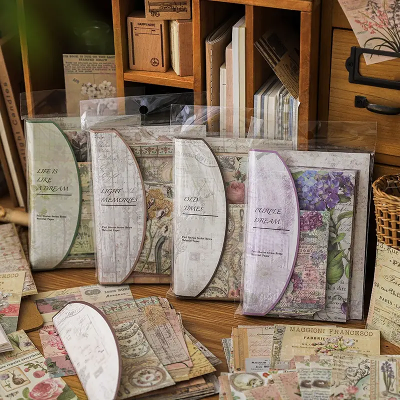 Vintage Floral Paper Cardstock Decorative Use Stickers, Retro Plant Design Scrapbooking Supplies, Aesthetic Stickers, 100 Sheets Per Bag, Ideal for Journaling, Crafting & Planners, Floral Pattern Sticker
