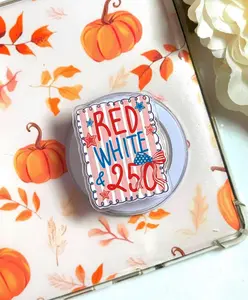 Red White & 250 MagSafe Phone Grip, Patriotic Summer Pop Socket, USA Aesthetic Holder, Fourth of July Gift, Kindle Grip Stand Accessory