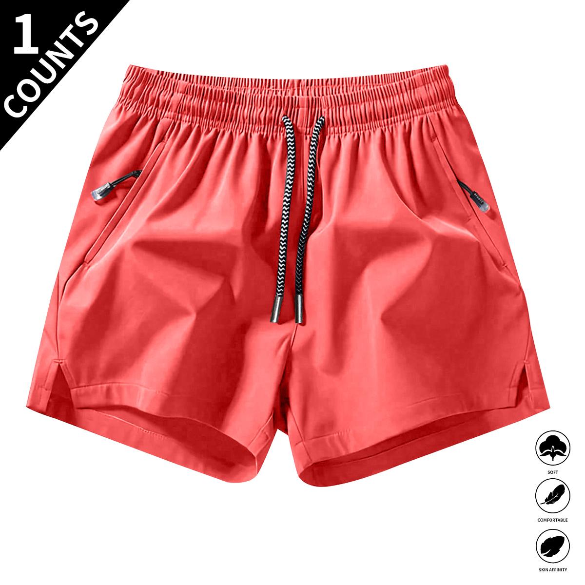 Men’s solid-color casual shorts with zippered pockets—fashionable summer drawstring athletic shorts suitable for gym workouts and outdoor wear. Men’s solid-color casual shorts with zippered pockets—fashionable summer drawstring athletic shorts suitable fo