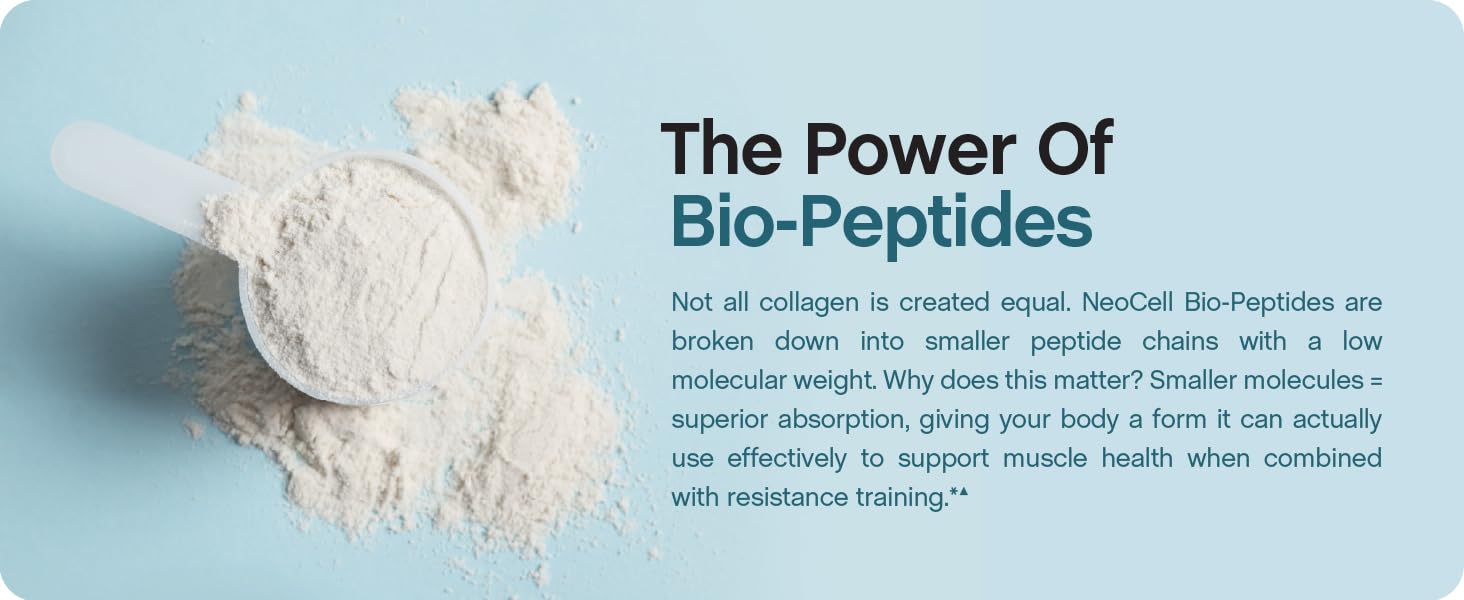 NeoCell Collagen Bio-Peptides Powder | 22oz | Super Hair, Skin, and Nails | Superior Absorption | Grassfed Protein Supplement | Advanced with 18 Essential Amino Acids