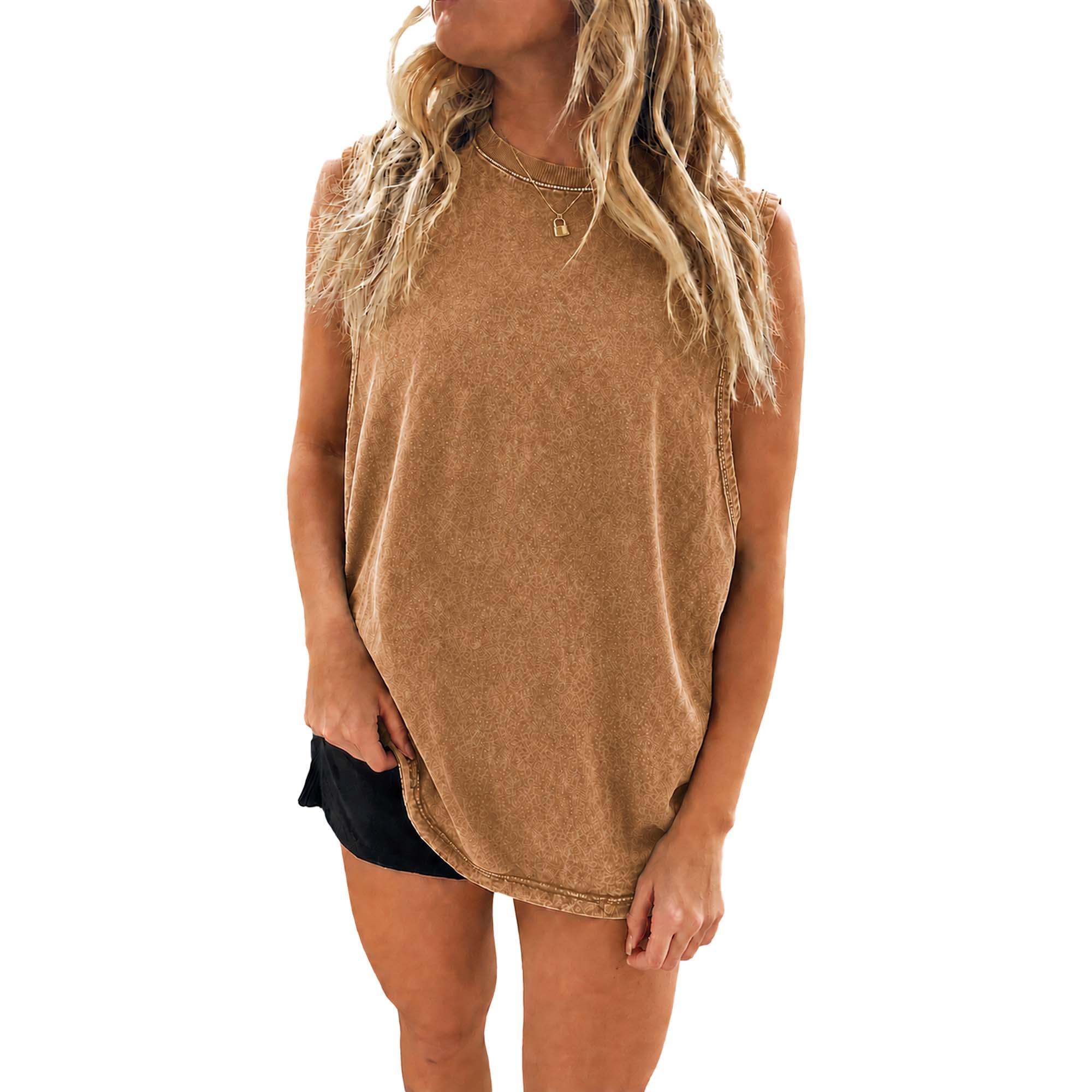 Women’s Vintage Washed Sleeveless Tank Tops, 3-Pack 5-Pack or 6-Pack Options, Acid Wash Crew Neck Muscle Shirts, Loose Fit Casual Gym Beach Streetwear Tops for Summer Workout Travel Daily Wear Women’s Vintage Washed Sleeveless Tank Tops, 3-Pack 5-Pack or 6-Pack Options, Acid Wash Crew Neck Muscle Shirts, Loose Fit Casual Gym Beach Streetwear Tops for Summer Workout Travel Daily Wear