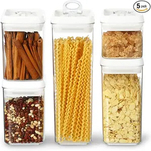 Flip Tite Airtight Food Storage Container with Lid 4” REGULAR Sealed Lock Acrylic Stackable Canister for Kitchen Pantry Organizer, Keep Fresh Assorted 5pk Mothers Day Gift Set for Mom Women