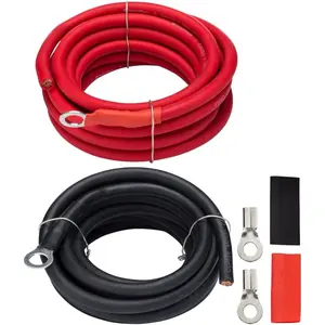 AWG 5 Gauge 10ft Battery Power Inverter Cables-2ct Red/Black Battery Cable For Solar,Auto,RV,Marine,Lawn Mower-99.9% Deoxigenized Copper, Set-Battery Cable Wire-Battery Wire