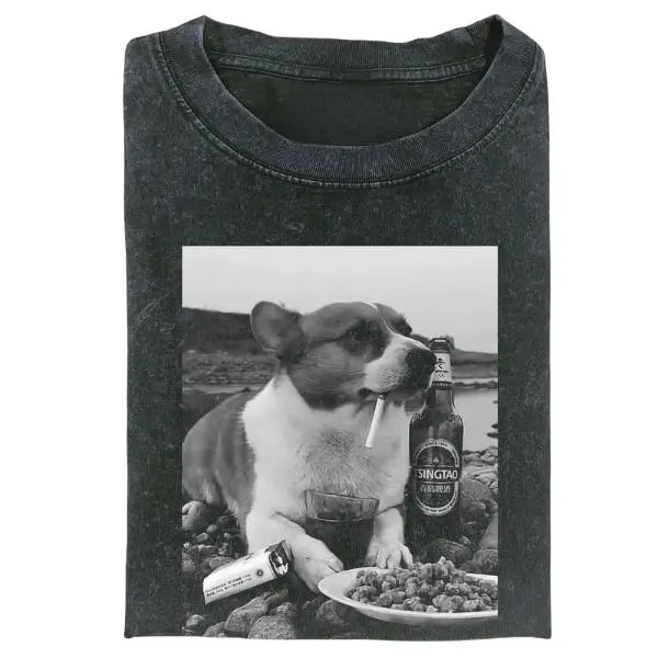cigarette and beer shirt Comfort ColorsVintage Wacky Dog Graphic Tee, Funny Corgi with Cigarette and  Beer, Quirky Pet Design Shirt, Apparel for Dog Lovers, Unisex Menswear  Womenswear Shirt