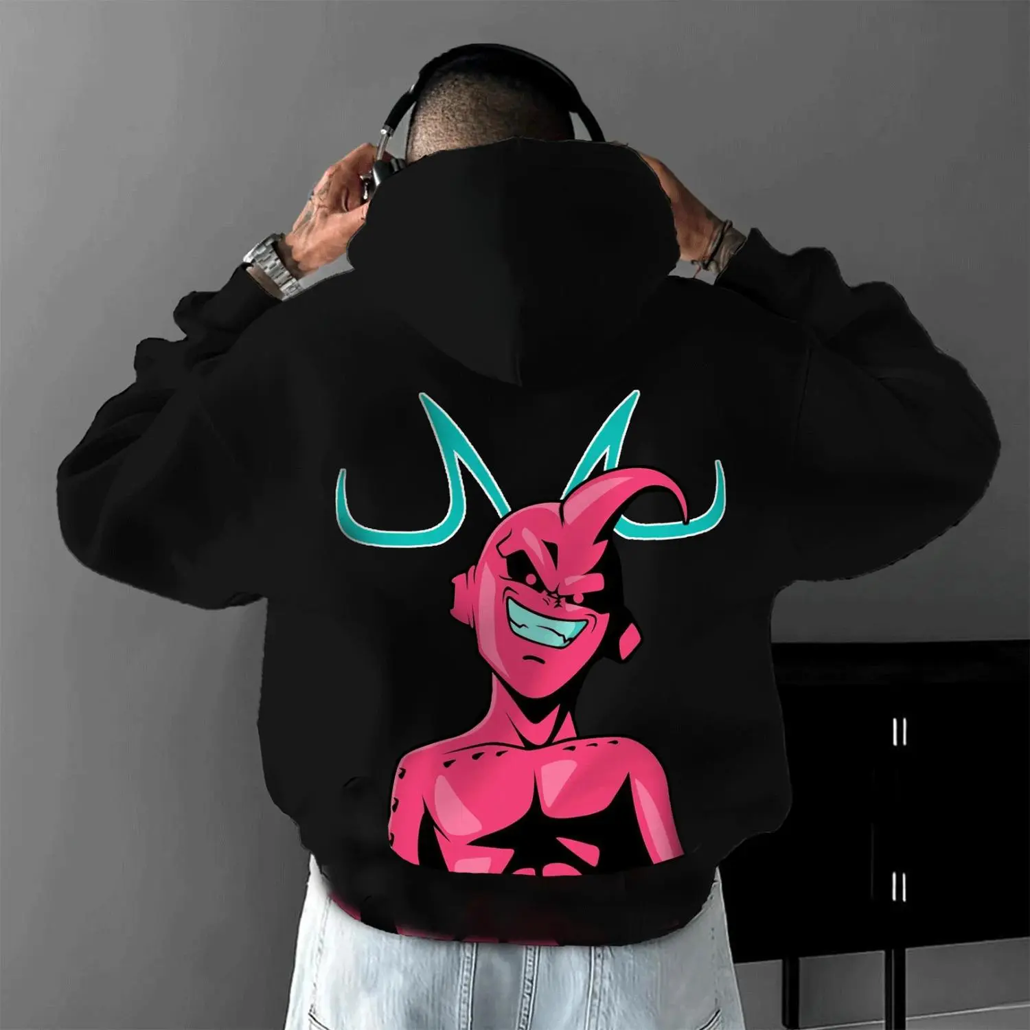 Dragon Ball Anime Majin Buu Printed 2 sides Hoodie, Best Anime Hoodie, Gift For Anime Lovers, Gift For Him For Her