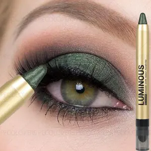 1PC Stunning Pearlescent Metallic Glitter Shimmer Eyeshadow Stick - Green/brown, Easy To Apply, Quick Eye Makeup, Fine Shimmer Matte, Perfect Christmas Gift for Girls