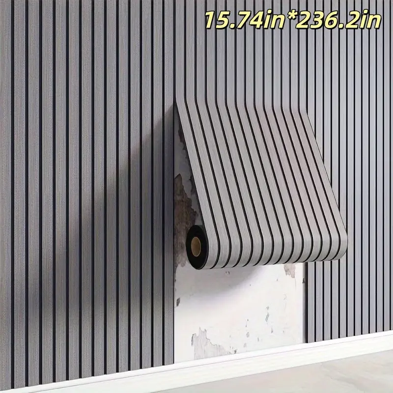 6m per roll PVC lattice Kitchen Wallpaper Peel and Stick Striped Decorative Wallpaper roll, wood grain matte surface wall panel, thickened 3D wallpaper, waterproof and oil-resistant, ideal for interior walls home decoration and officecustomizable