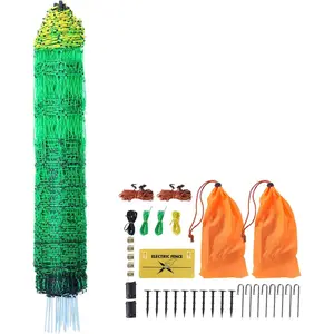 Father's Day Gift VEVOR Electric Fence Netting, 42"H x 164'L, PE Net Fencing with Posts and Double-Spiked Stakes, Utility Portable Mesh for Goats, Sheep, Lambs, Deer, Hogs, Dogs, for Farms, Backyards and Ranches