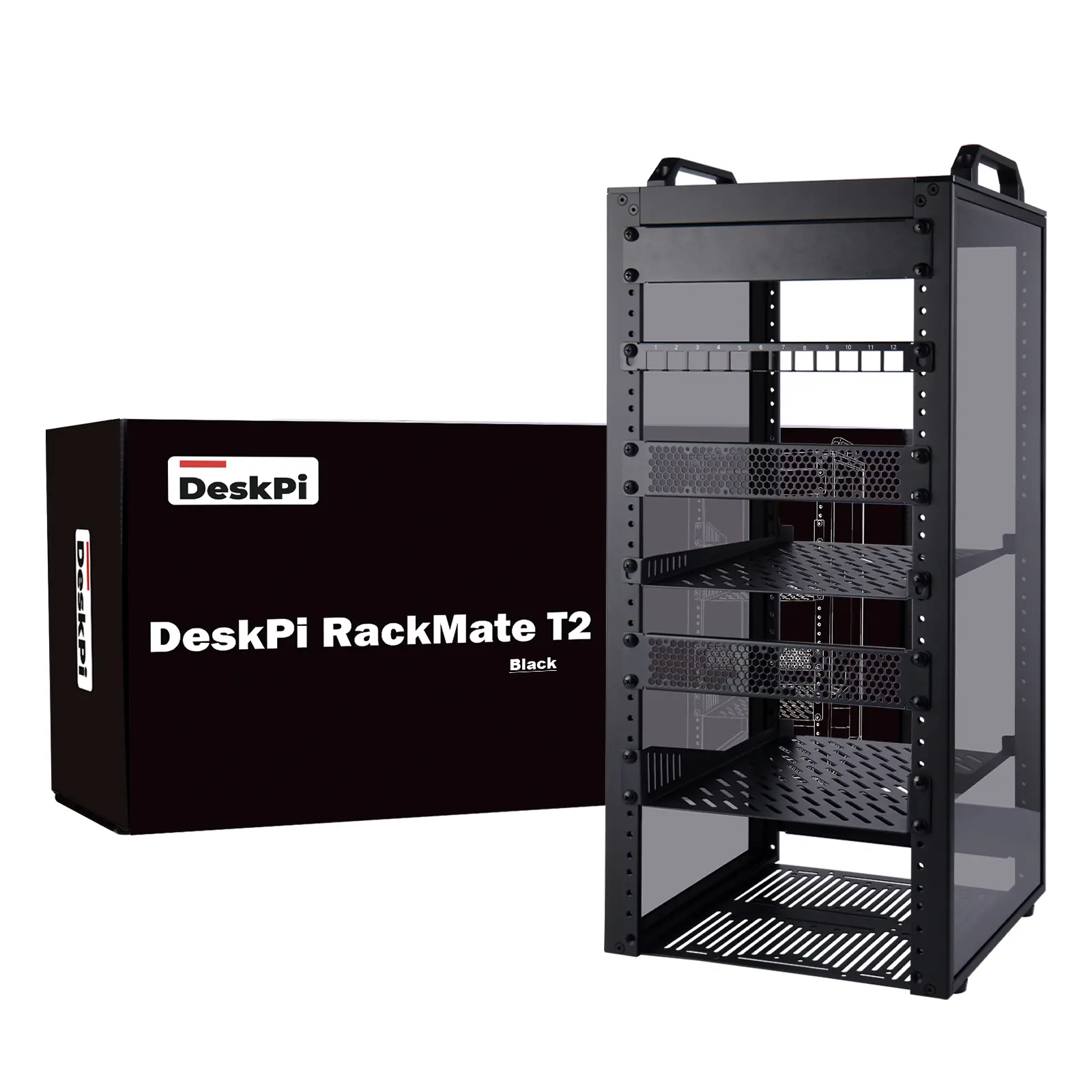 52Pi 12U Server Cabinet, 10 inch Server Rack for Network, Servers, Audio, and Video Equipment, DeskPi RackMate T2 Rackmount
