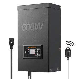 VEVOR 600W Landscape Transformer, Timer & Photocell Sensor Equipped, Weatherproof Outdoor Lighting Converter, 120V AC to 12V/14V AC, Ideal for Exterior, Spotlight, Pathway, Pool Lighting, ETL Certi