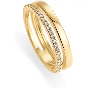18K Gold Plated Cubic Zirconia Dual Stacking Rings for Women |   Gold Eternity Band for Women |   Thumb Ring