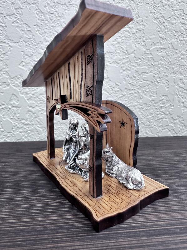 Nativity Scene Made of Olive Wood, Size 3.5x3 1/4
