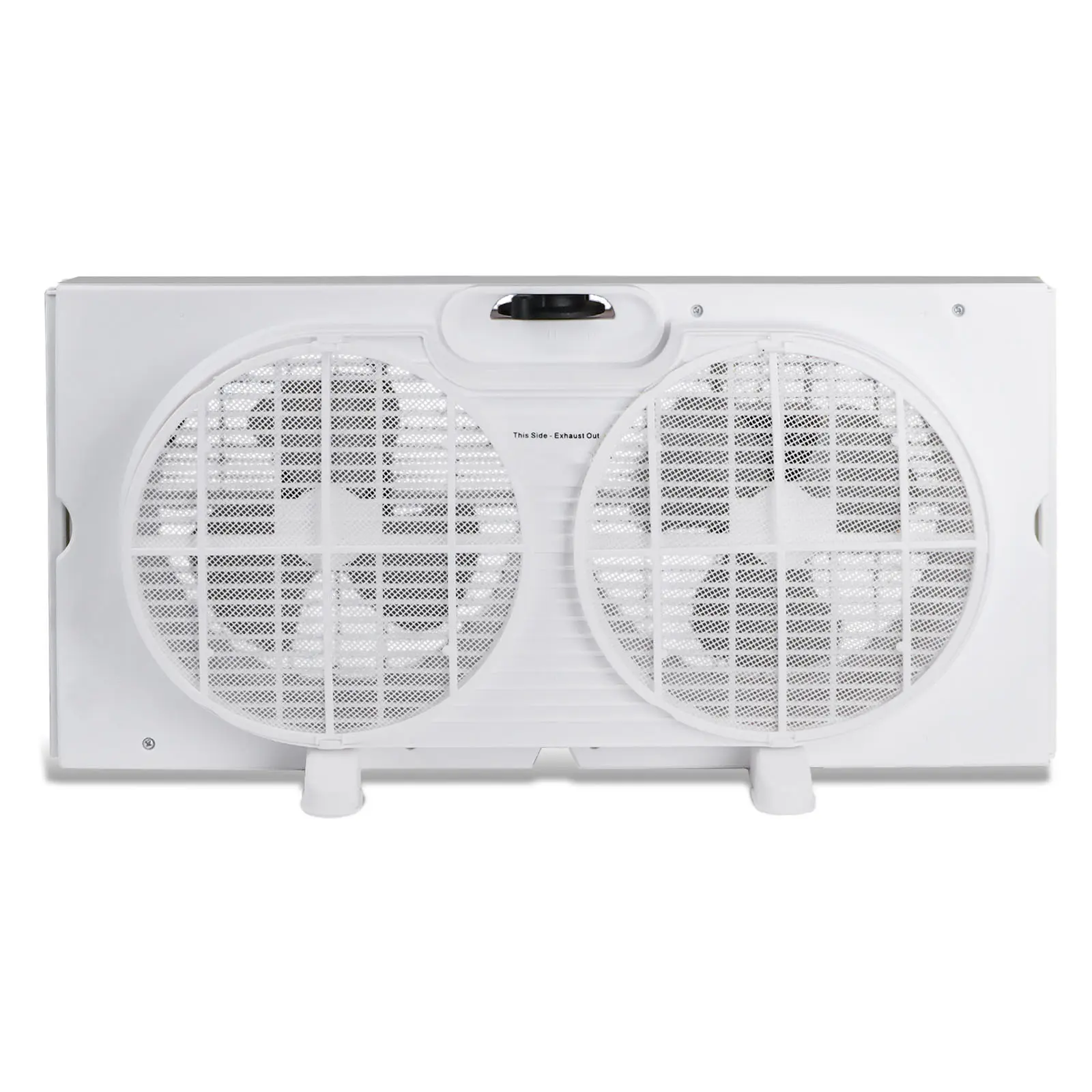 9 in Twin Window Household Open Fan - 2-Speed, Quiet, Manual Reversible Adjustable Flow Rate, Expandable Adjustable Fit, Line Voltage (120V), Washable Bug Screen, Easy to Clean for Home & Office