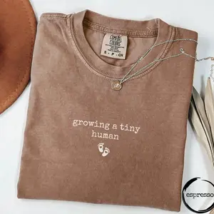 Cute Pregnancy T-shirt, Comfort Colors® Growing a Tiny Human, Baby Bump Shirt, Pregnancy Announcement Shirt, Maternity Tee, Mom-to-Be Shirt - Lauriel Designs